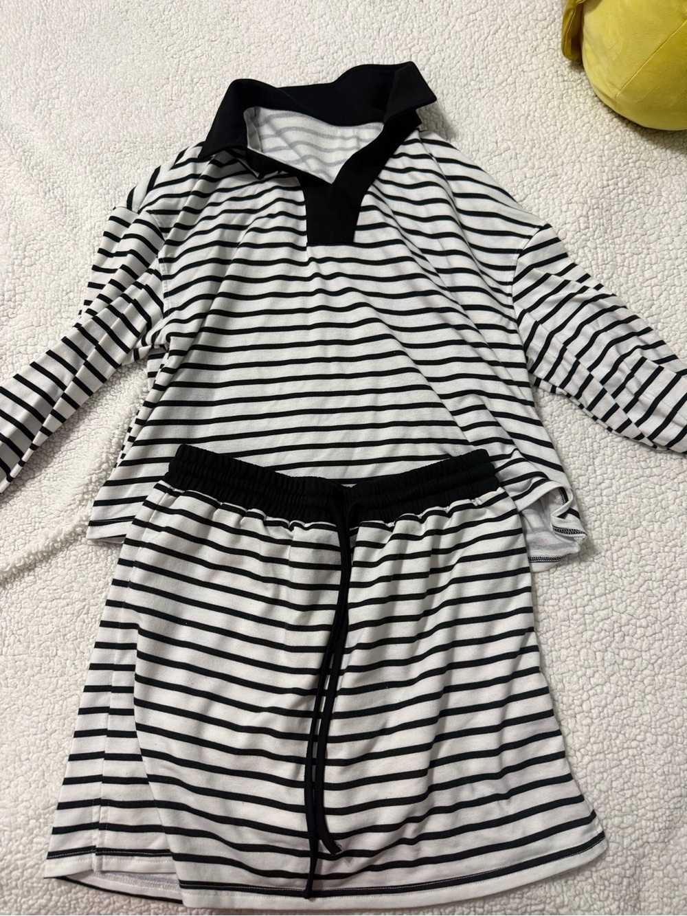 Black & White Striped Set - Long Sleeve Top & Skorts